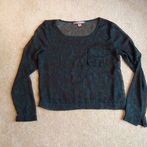 Forever 21 Love 21 long sleeve sheer floral top